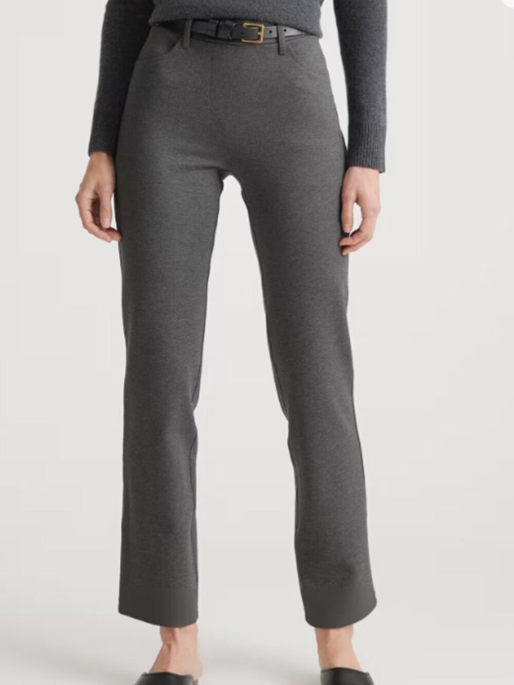 Quince Gray Ultra-Stretch Ponte Straight Leg Pants Size Large